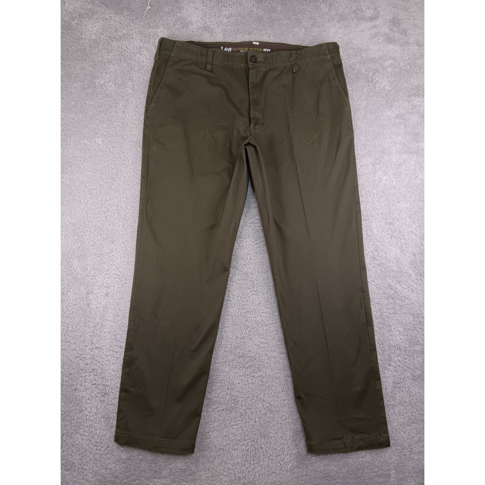 Lee Pants Men 40x31 (Tag 42x30) Green Extreme Motion MVP Regular Straight Chinos